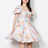 ALESSA Watercolor Print Mini Dress