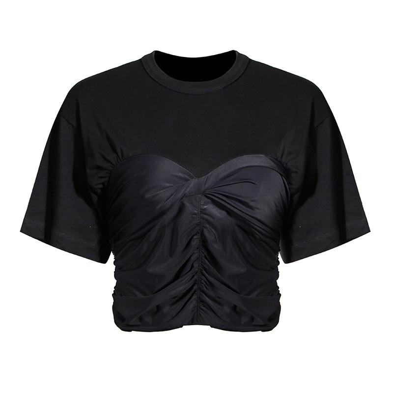 All-in-one Crop T-Shirt with Bustier in colors