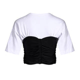All-in-one Crop T-Shirt with Bustier in colors