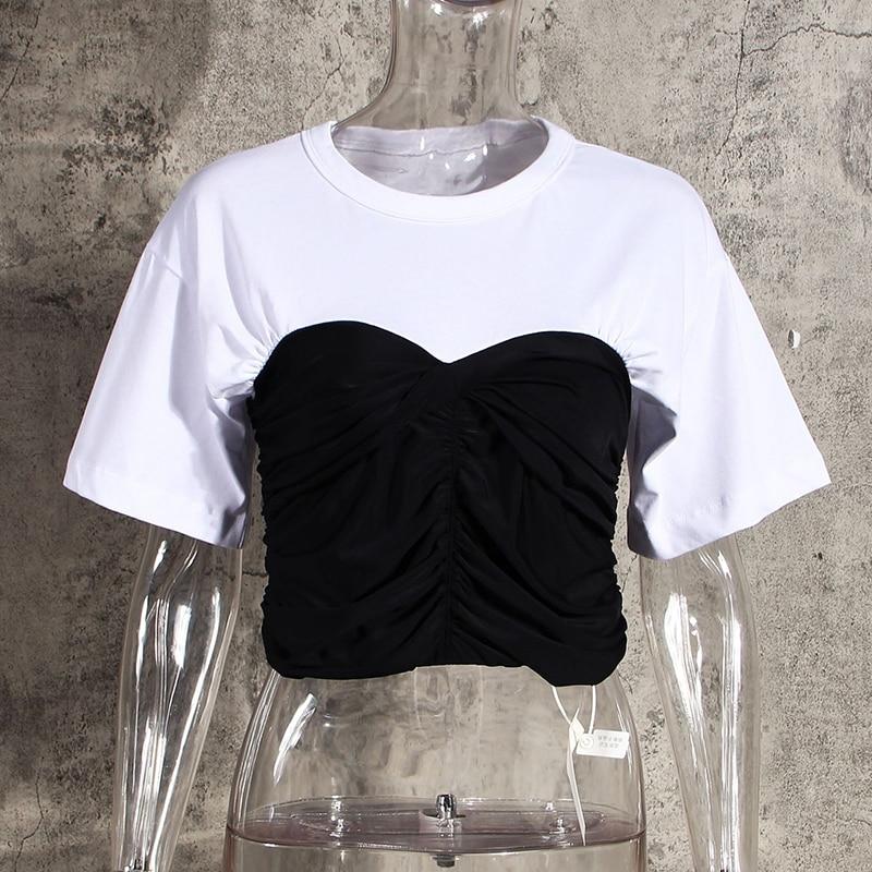 All-in-one Crop T-Shirt with Bustier in colors