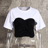 All-in-one Crop T-Shirt with Bustier in colors
