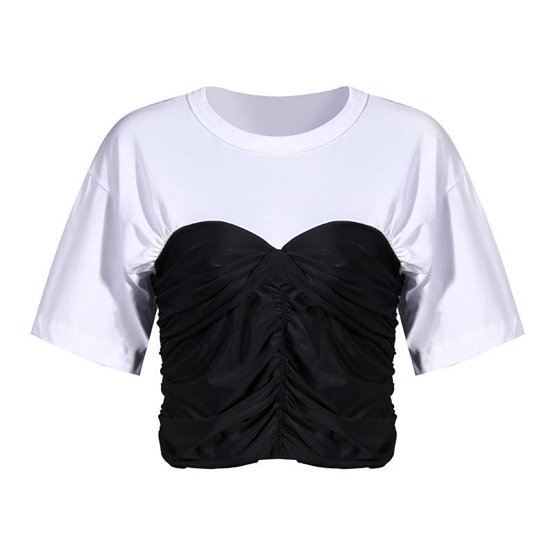 All-in-one Crop T-Shirt with Bustier in colors