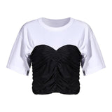 All-in-one Crop T-Shirt with Bustier in colors