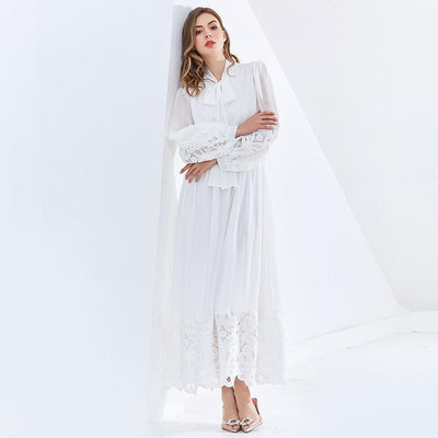 ALMIRA Retro Lace Edge Maxi Dress in colors