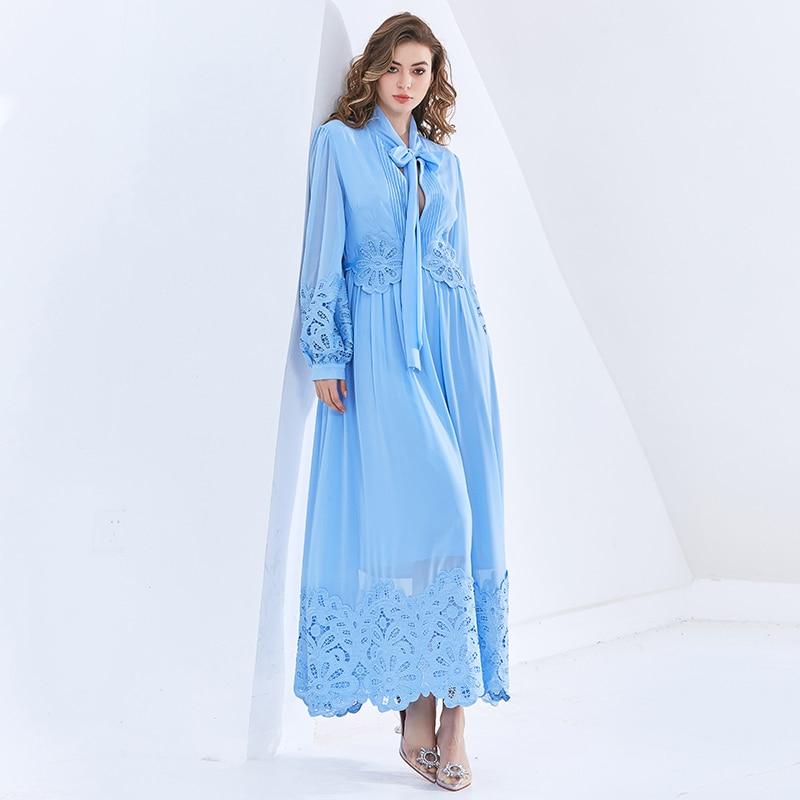 ALMIRA Retro Lace Edge Maxi Dress in colors