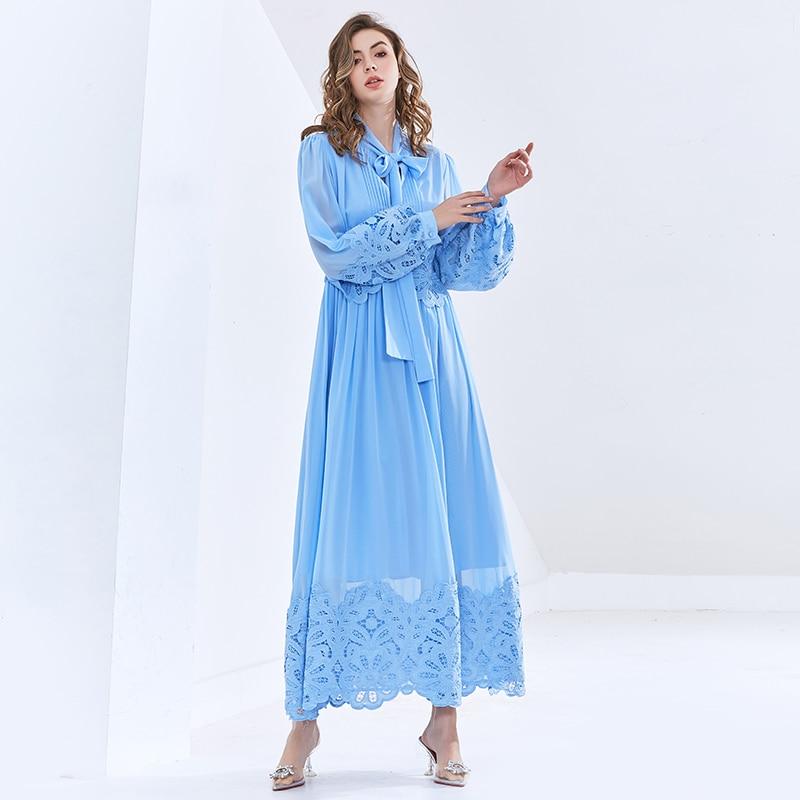 ALMIRA Retro Lace Edge Maxi Dress in colors