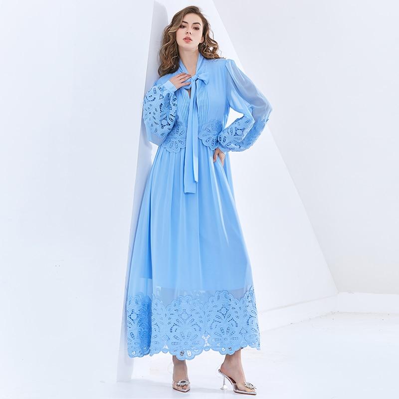 ALMIRA Retro Lace Edge Maxi Dress in colors