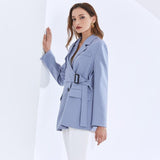 Asymmetric buckled blazer