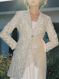 Primetime Looks-Asymmetric mesh long blazer