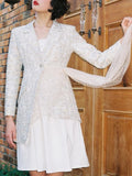 Primetime Looks-Asymmetric mesh long blazer