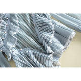 Asymmetric ruffled sheer blouse in blue-Primetime Looks