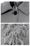 Asymmetric Spliced Feather Lapel Coat