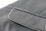 Asymmetrical Gray Lapel Button Stitch Set
