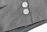 Asymmetrical Gray Lapel Button Stitch Set