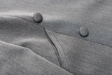 Asymmetrical Gray Lapel Button Stitch Set
