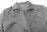 Asymmetrical Gray Lapel Button Stitch Set