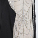 Asymmetrical web rhinestones vest