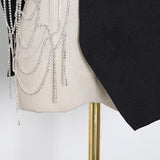 Asymmetrical web rhinestones vest