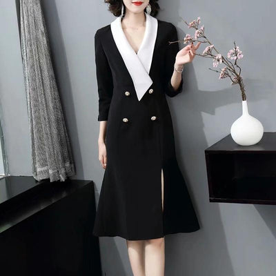 AUDREY Classy Vintage Lapel Midi Dress