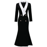 AUDREY Classy Vintage Lapel Midi Dress