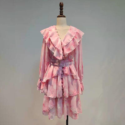 AZUMI Tie-dyed Print Layered Mini Dress