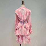 AZUMI Tie-dyed Print Layered Mini Dress