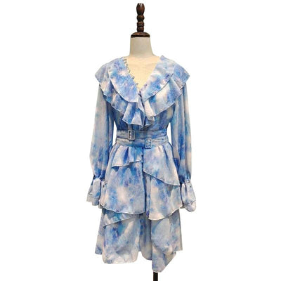 AZUMI Tie-dyed Print Layered Mini Dress