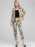 Baroque Print Suit and Crop Pants Set