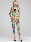 Baroque Print Suit and Crop Pants Set