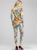 Baroque Print Suit and Crop Pants Set