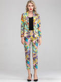 Baroque Print Suit and Crop Pants Set