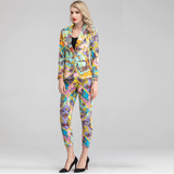 Baroque Print Suit and Crop Pants Set