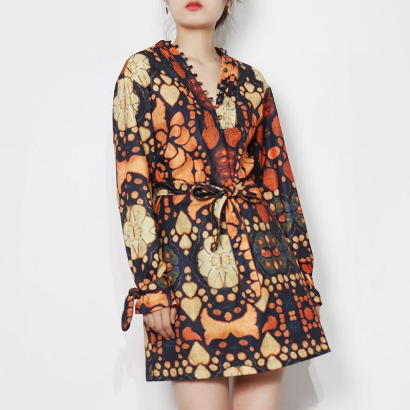 Batik Print Belted Mini Dress