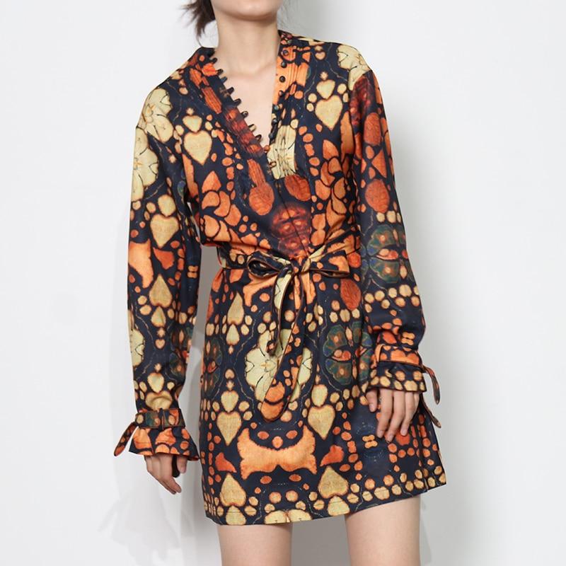 Batik Print Belted Mini Dress