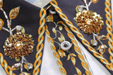 Primetime Looks-Beaded pant suit in black and gold print