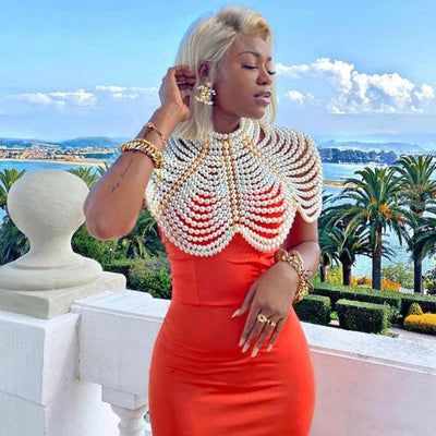 Beaded Pearls Shawl Neck Piece