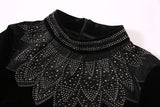 Primetime Looks-Beaded velvet evening shorts set