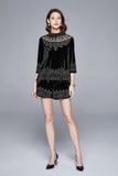 Primetime Looks-Beaded velvet evening shorts set