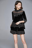 Primetime Looks-Beaded velvet evening shorts set