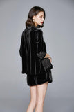 Primetime Looks-Beaded velvet evening shorts set