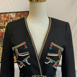 Belted Embellished Luxe Jacket