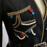 Belted Embellished Luxe Jacket