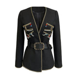 Belted Embellished Luxe Jacket