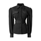 Belted Knit Blouse in colors