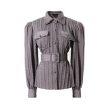 Belted Knit Blouse in colors