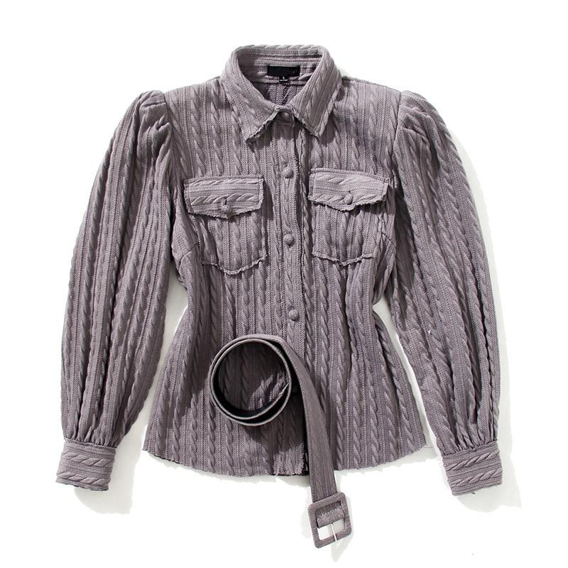 Belted Knit Blouse in colors