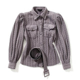 Belted Knit Blouse in colors