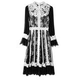 Black and white lace midi dress-Primetime Looks