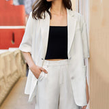 Primetime Looks-Blazer and shorts holiday set in white