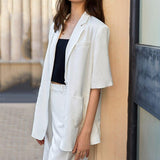 Primetime Looks-Blazer and shorts holiday set in white